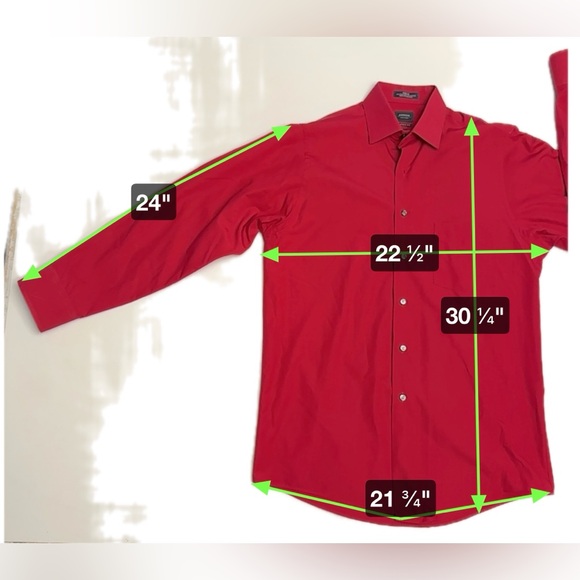 Arrow Company Men's Dress Shirt. 15” Collar. Size 32/33 Red Button Up Pocket. - Picture 2 of 8